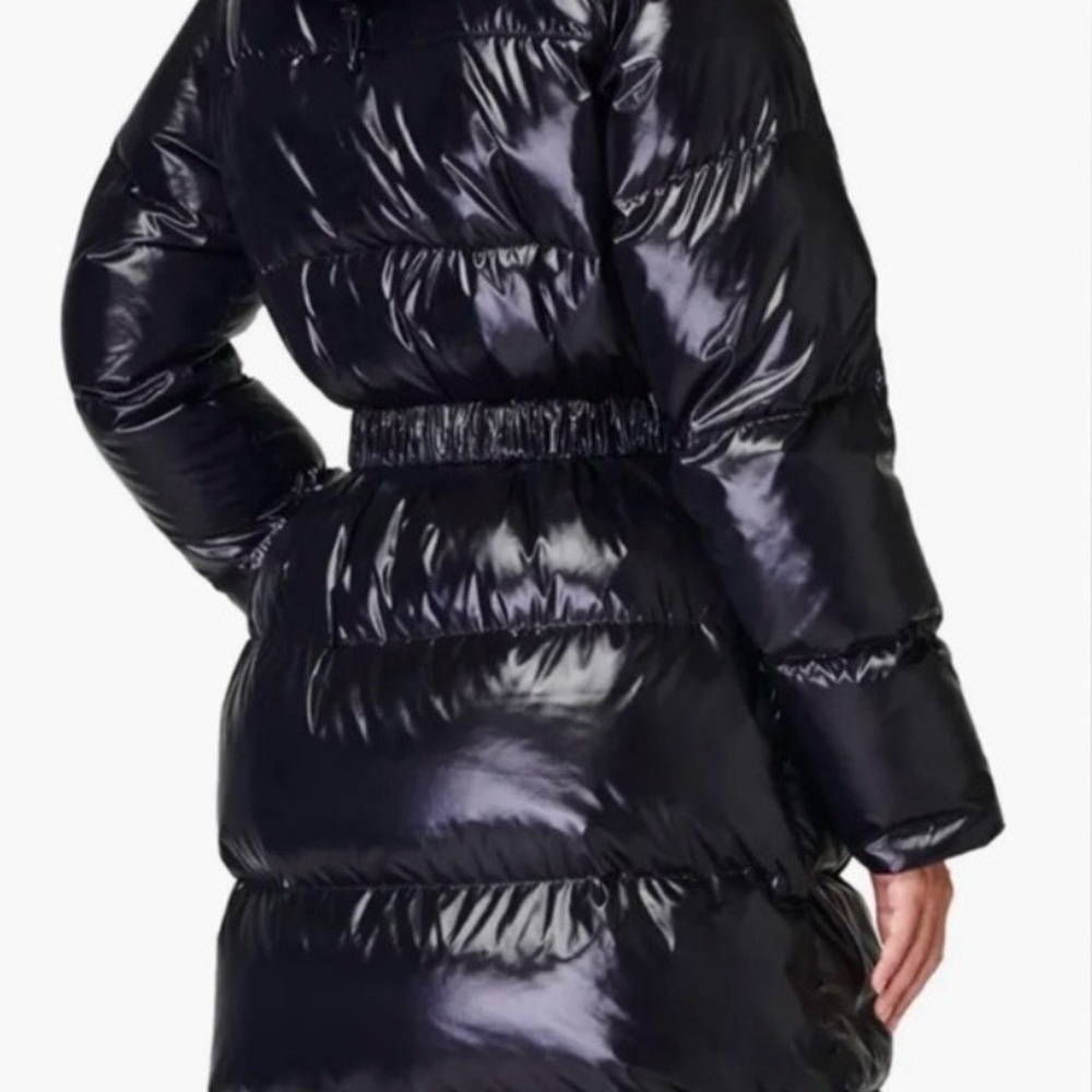 Sweaty Betty Glossy Black Belted Puffer Coat New with Tags Retail Price $525.00 - Picture 2 of 9